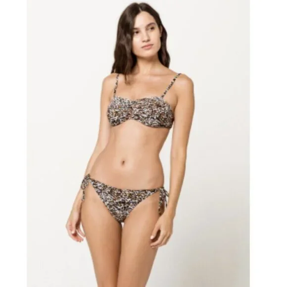 NEW Volcom Ran Wyld Leopard Animal Print 3 Pc. Bikini Set Sz. S